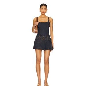 Dark Indigo Denim Mini Dress with Utility Belt